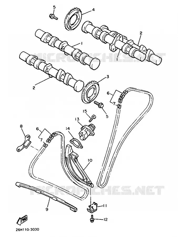 CAMSHAFT / TIMING CHAIN Yamaha MOTO 1300 1997 ROYALSTAR  XVZ1300A