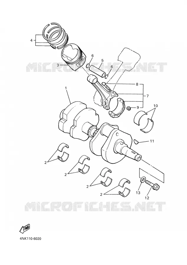 CRANKSHAFT / PISTON Yamaha MOTO 1300 2000 ROYALSTAR  XVZ1300A