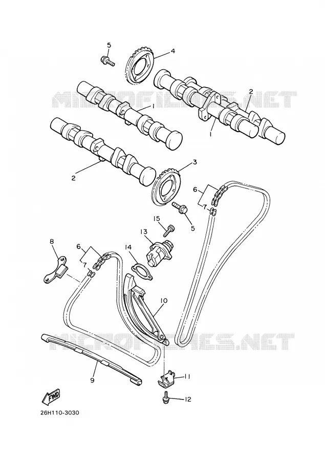 CAMSHAFT / TIMING CHAIN Yamaha MOTO 1300 1999 ROYALSTAR  XVZ13TFL
