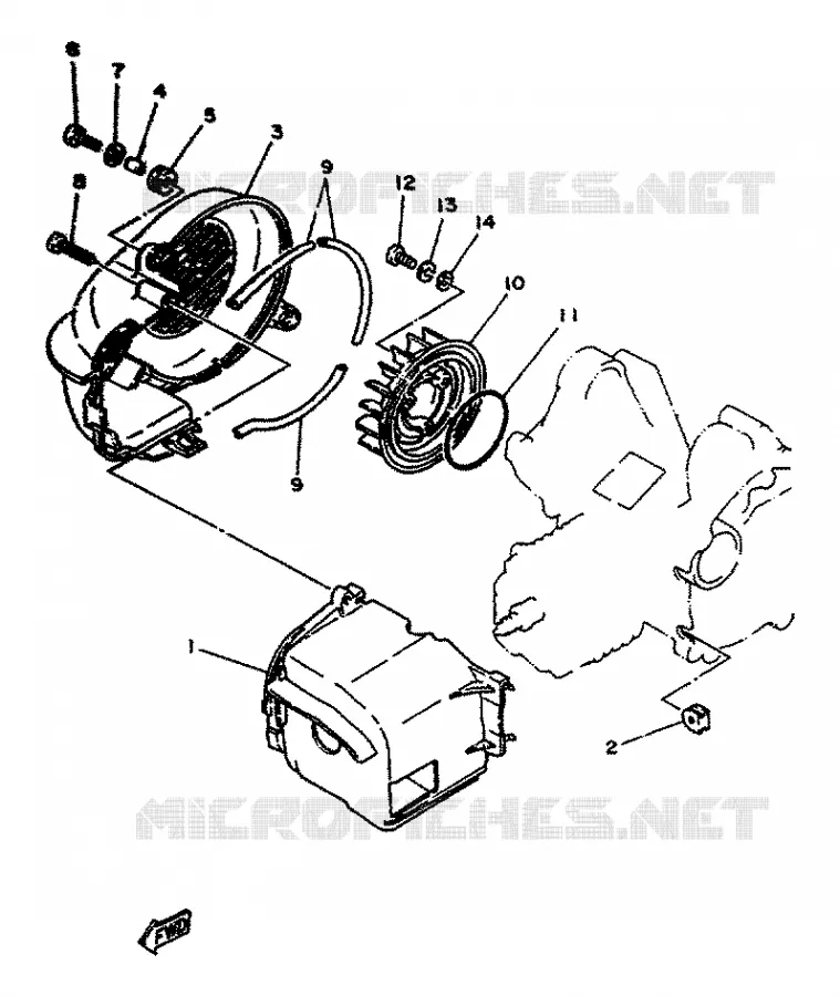 AIR SHROUD & FAN Yamaha SCOOTER 50 1995 YA  YA50R AXIS