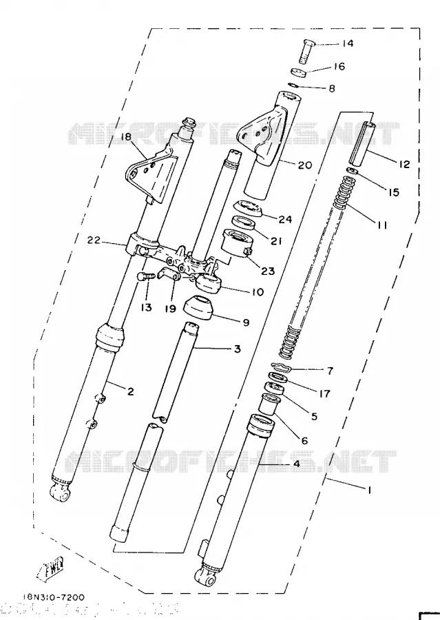FRONT FORK Yamaha MOTO 100 1987 YB  YB100