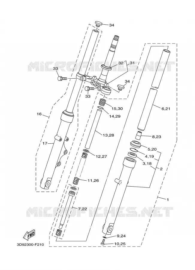 FRONT FORK Yamaha MOTO 125 2007 YBR  YBR125ED
