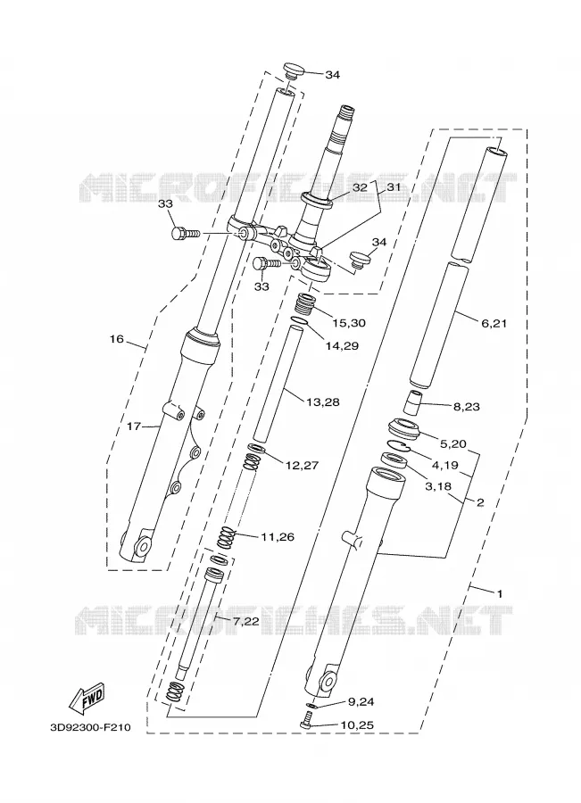 FRONT FORK Yamaha MOTO 125 2008 YBR  YBR125ESD