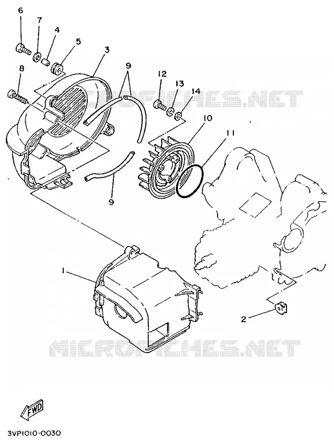 AIR SHROUD & FAN Yamaha SCOOTER 50 1992 EVOLIS  YE50