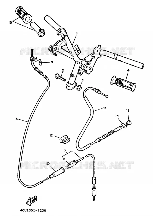 HANDLEBAR & CABLES Yamaha SCOOTER 50 1993 EVOLIS  YE50