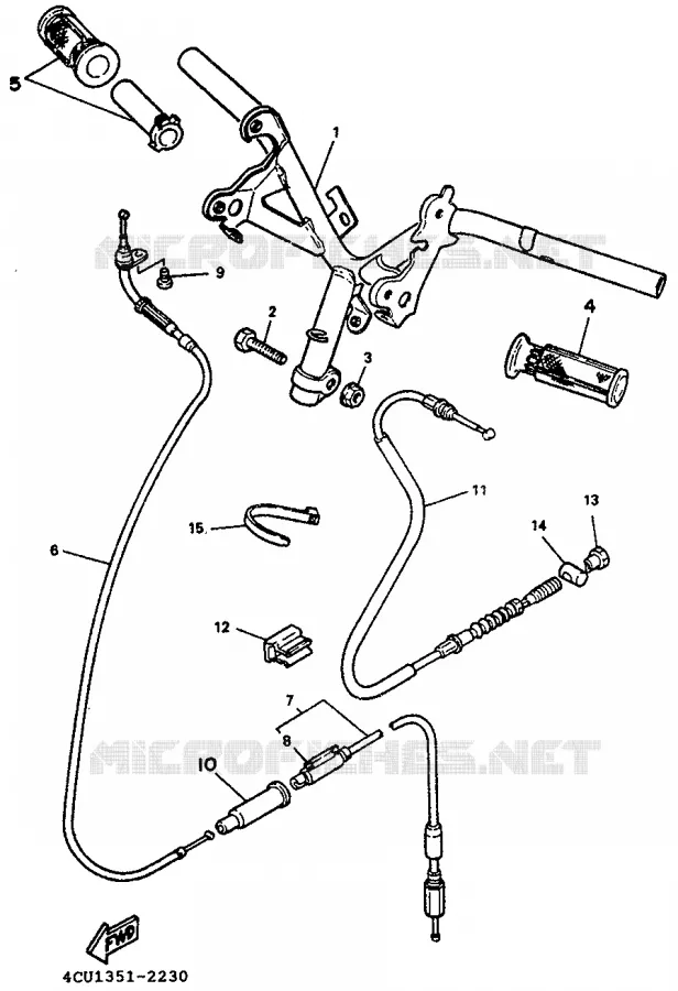 HANDLEBAR & CABLES Yamaha SCOOTER 50 1993 EVOLIS  YE50