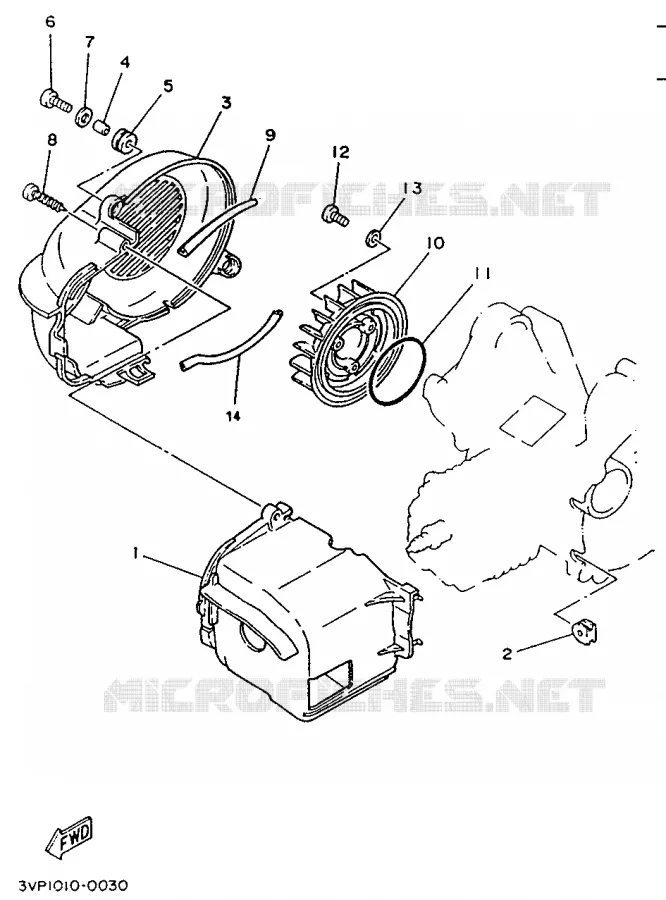 AIR SHROUD & FAN Yamaha SCOOTER 50 1995 EVOLIS  YE50