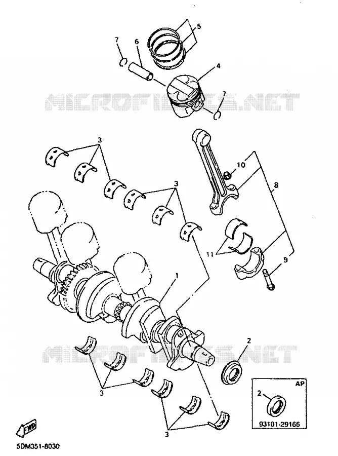 CRANKSHAFT / PISTON Yamaha SCOOTER 50 1998 FLIPPER  YH50