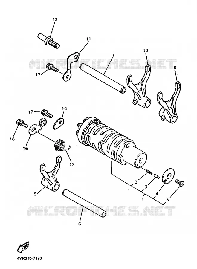 GEAR SHIFT SELECTOR DRUM / FORKS Yamaha SCOOTER 50 1998 FLIPPER  YH50