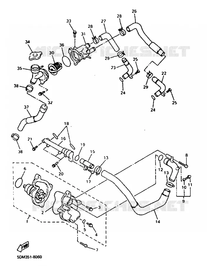 WATERPUMP Yamaha SCOOTER 50 1998 FLIPPER  YH50