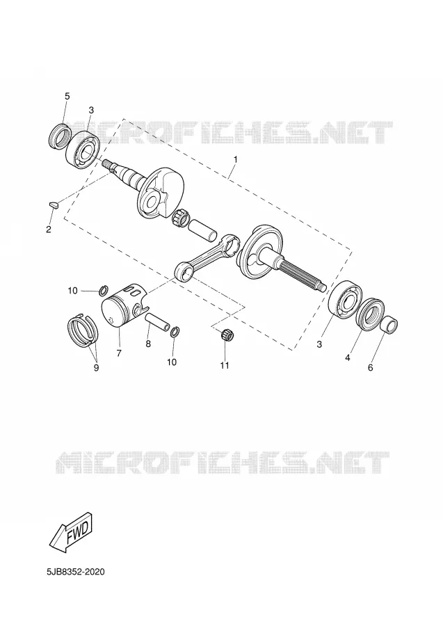 CRANKSHAFT / PISTON Yamaha SCOOTER 50 2002 FLIPPER  YH50