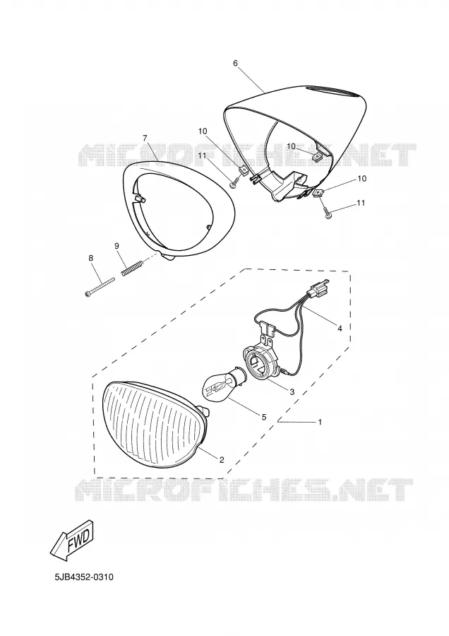 HEADLIGHT Yamaha SCOOTER 50 2002 FLIPPER  YH50