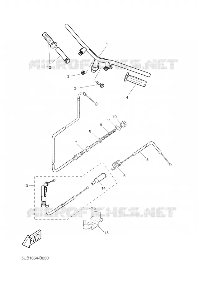 HANDLEBAR & CABLES Yamaha SCOOTER 50 2003 FLIPPER  YH50