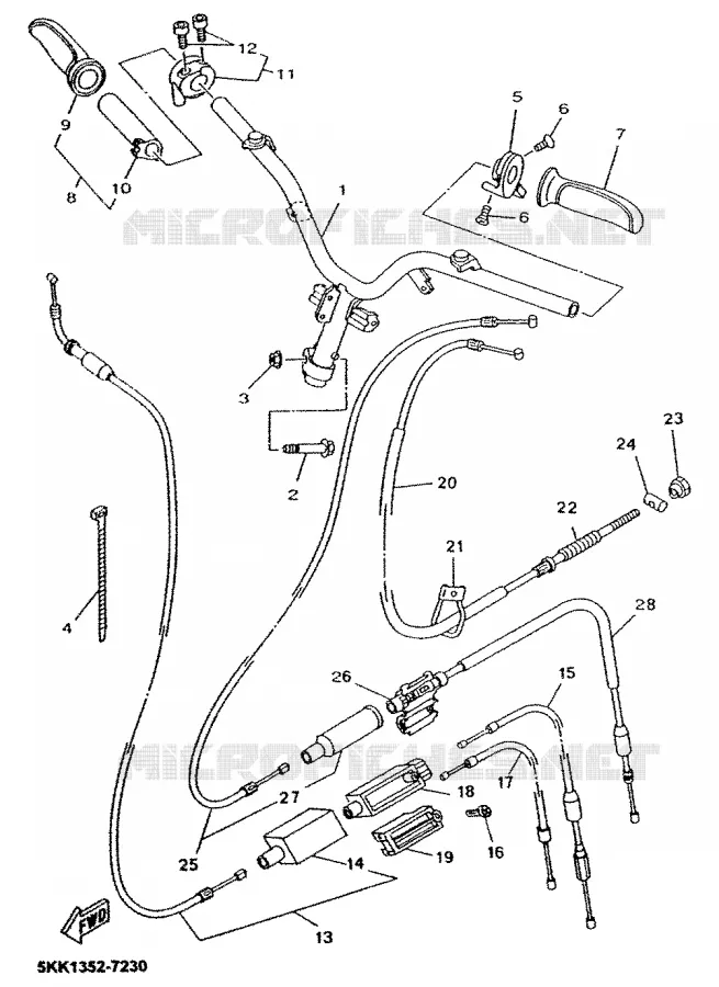 HANDLEBAR & CABLES Yamaha SCOOTER 100 1999 YN  YN100