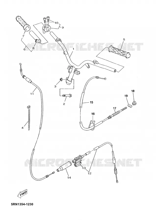 HANDLEBAR & CABLES Yamaha SCOOTER 50 2002 YN  YN50