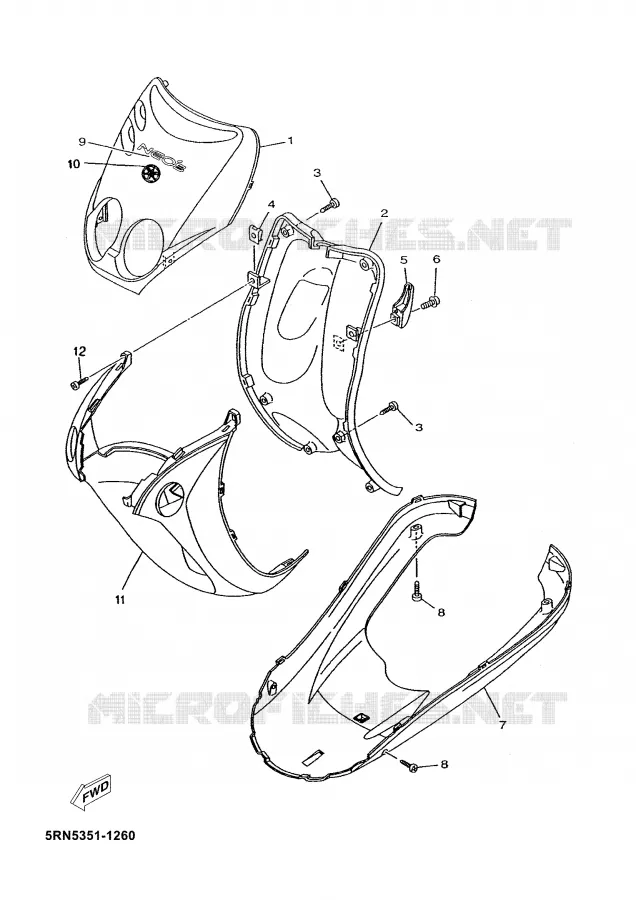 LEG SHIELD Yamaha SCOOTER 50 2002 YN  YN50