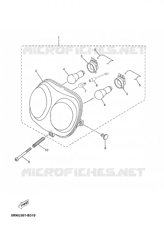 HEADLIGHT Yamaha SCOOTER 50 2003 YN  YN50