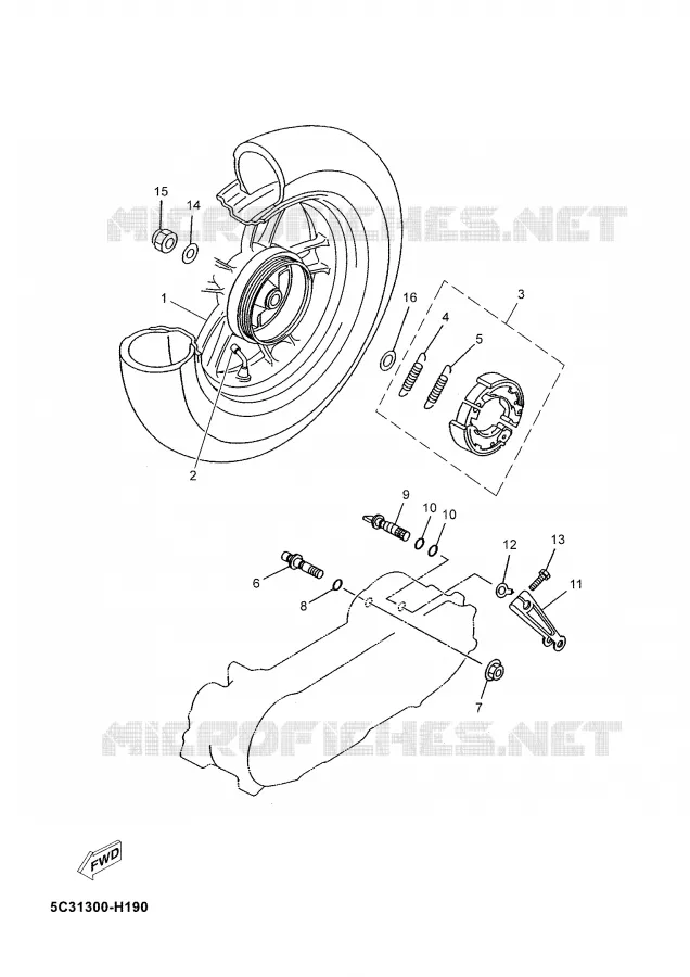 REAR WHEEL Yamaha SCOOTER 50 2009 NEOS 4T  YN50F
