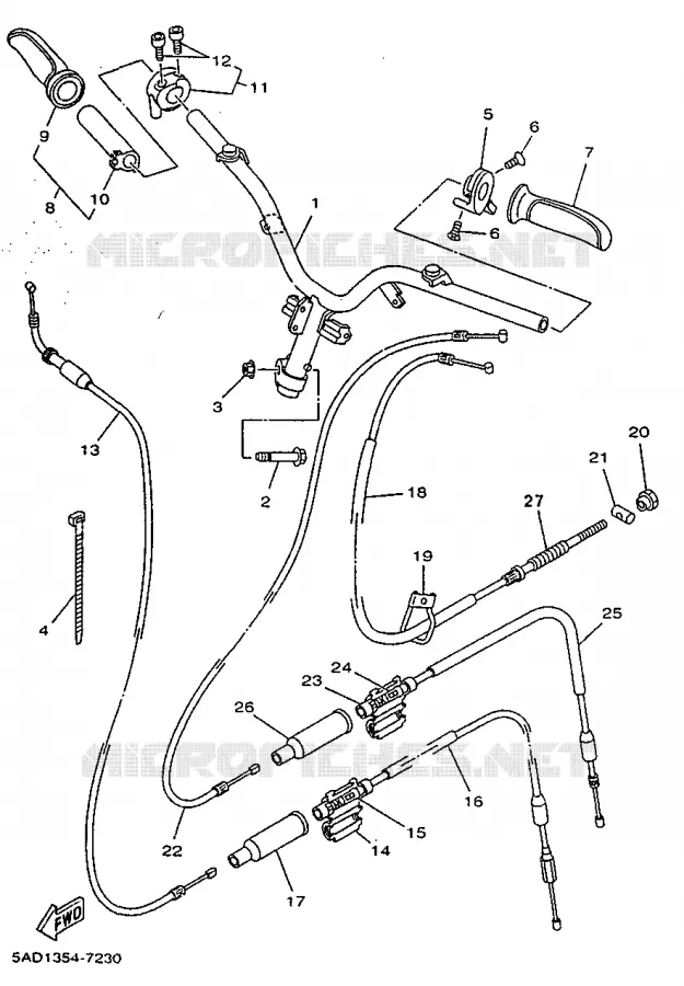 HANDLEBAR & CABLES Yamaha SCOOTER 50 1997 NEOS  YN50R