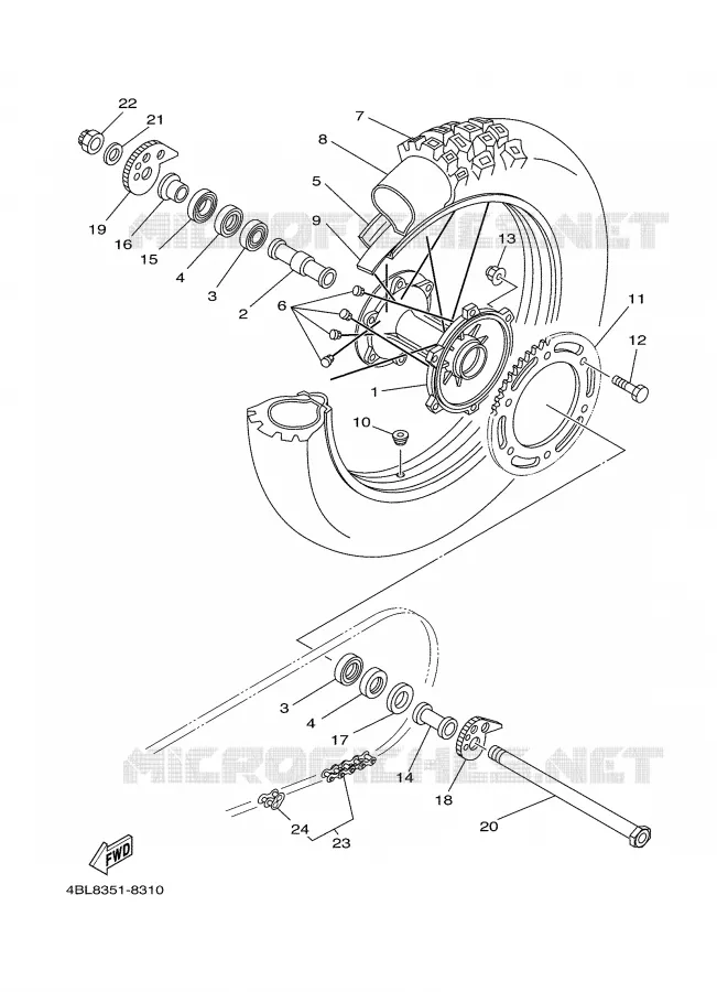 REAR WHEEL Yamaha MOTO 125 2000 DTR  DT125R