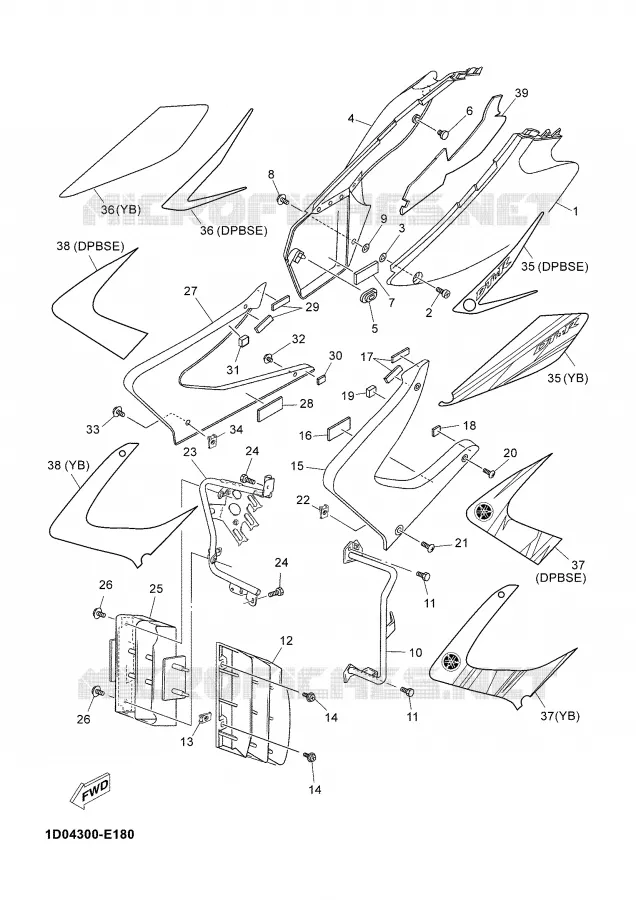 SIDE COVER Yamaha MOTO 125 2006 DTRE  DT125RE