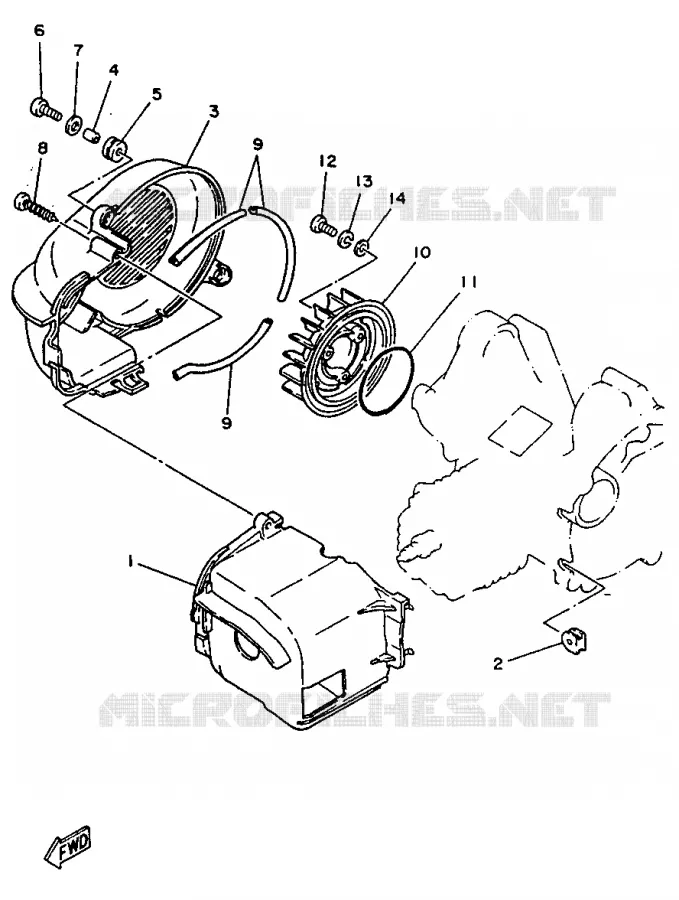 AIR SHROUD & FAN Yamaha SCOOTER 50 1997 NEOS  YN50R