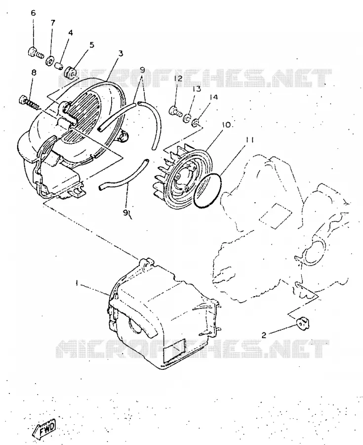 AIR SHROUD & FAN Yamaha SCOOTER 50 1998 NEOS  YN50R