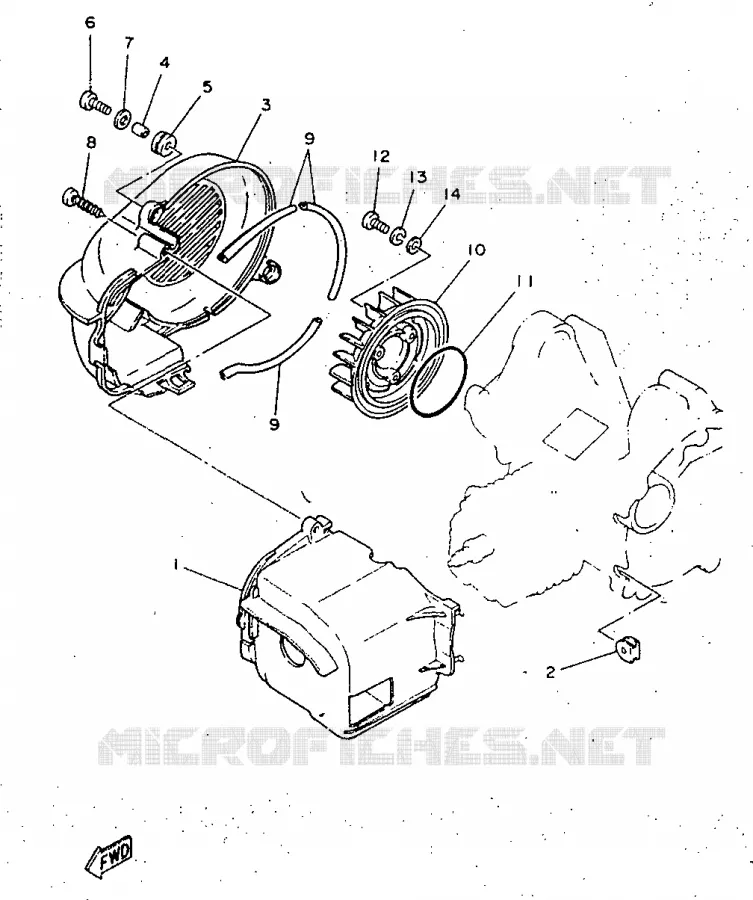 AIR SHROUD & FAN Yamaha SCOOTER 50 1998 NEOS  YN50R