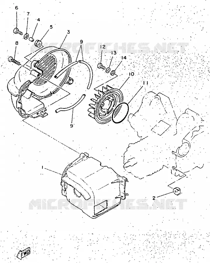 AIR SHROUD & FAN Yamaha SCOOTER 50 1998 NEOS  YN50R
