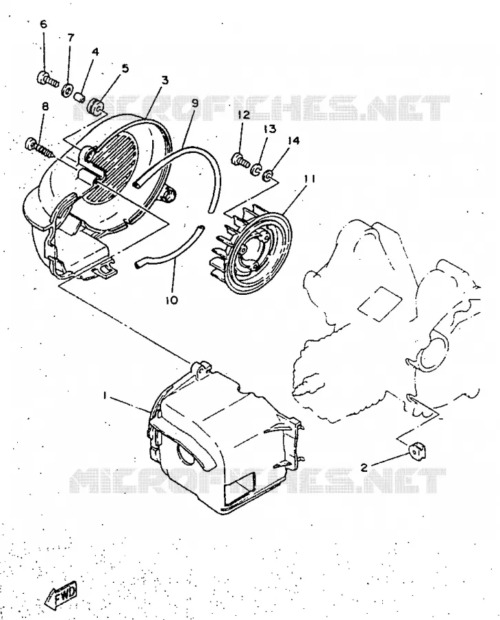 AIR SHROUD & FAN Yamaha SCOOTER 50 1998 NEOS  YN50R