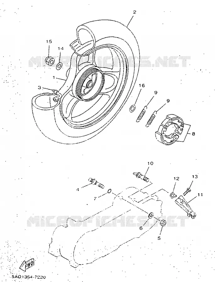REAR WHEEL Yamaha SCOOTER 50 1998 NEOS  YN50R