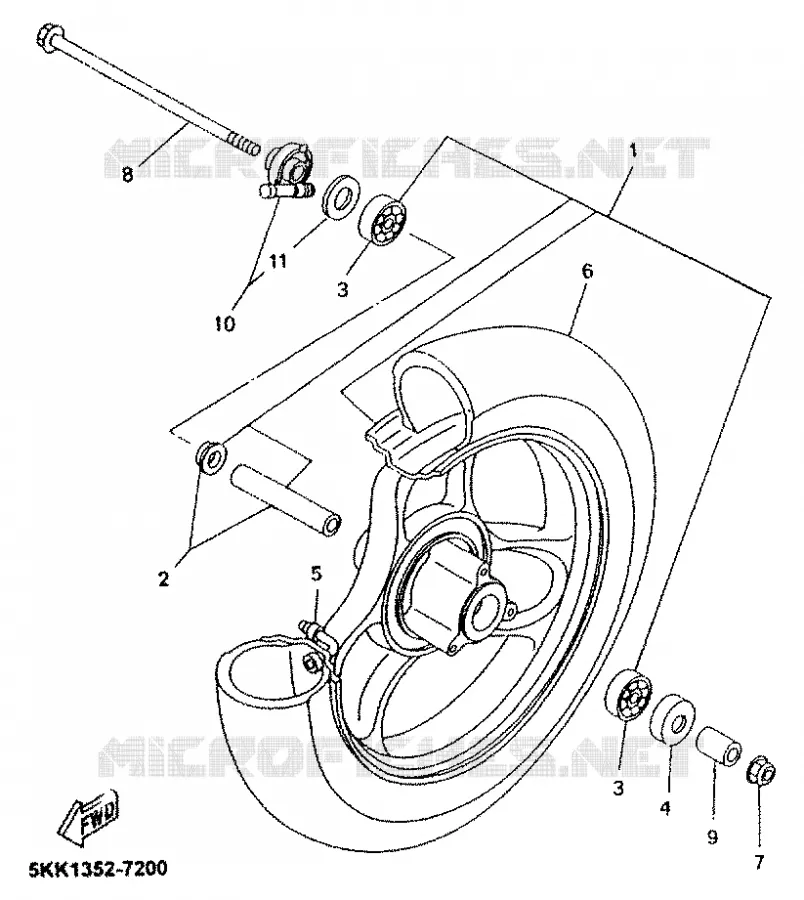 FRONT WHEEL Yamaha SCOOTER 50 2000 NEOS  YN50R