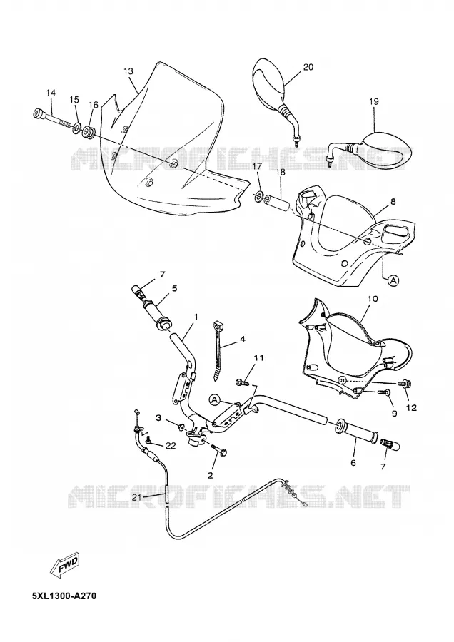 HANDLEBAR & CABLES Yamaha SCOOTER 125 2004 MAJESTY  YP125E