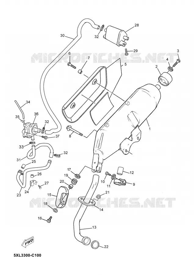 EXHAUST Yamaha SCOOTER 125 2005 MAJESTY  YP125E