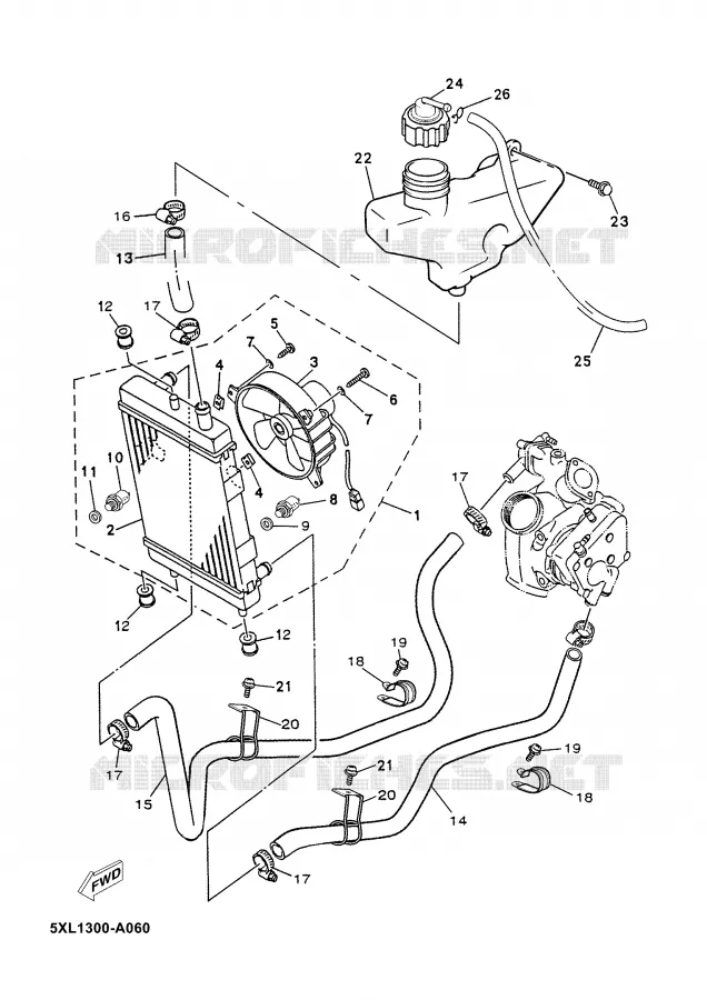 RADIATOR / HOSES Yamaha SCOOTER 125 2005 MAJESTY  YP125E