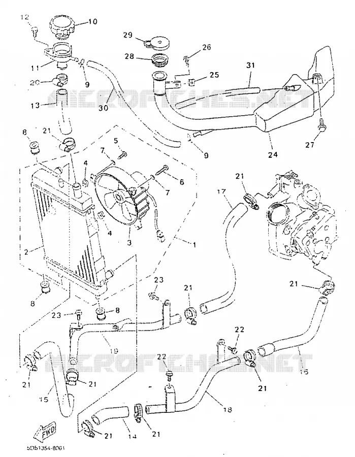 RADIATOR / HOSES Yamaha SCOOTER 125 1998 MAJESTY  YP125R