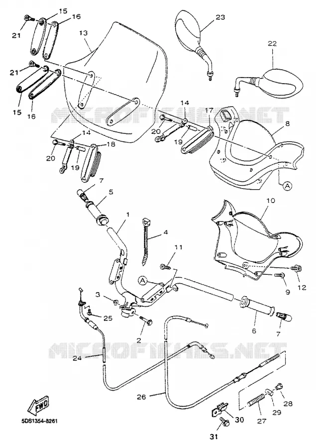 HANDLEBAR & CABLES Yamaha SCOOTER 125 2000 MAJESTY  YP125R