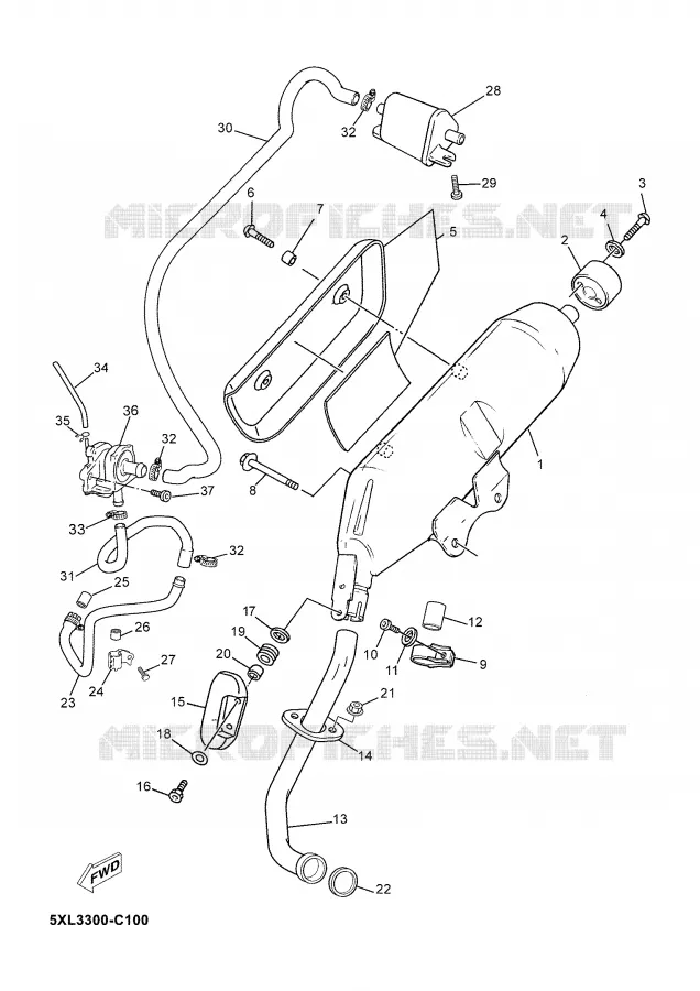 EXHAUST Yamaha SCOOTER 180 2004 MAJESTY  YP180E