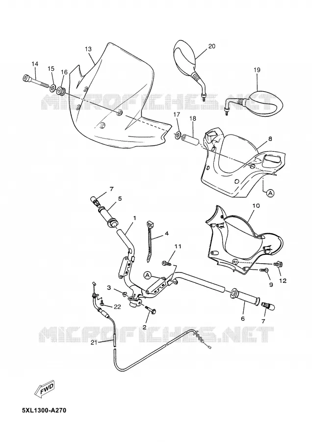 HANDLEBAR & CABLES Yamaha SCOOTER 180 2005 MAJESTY  YP180E