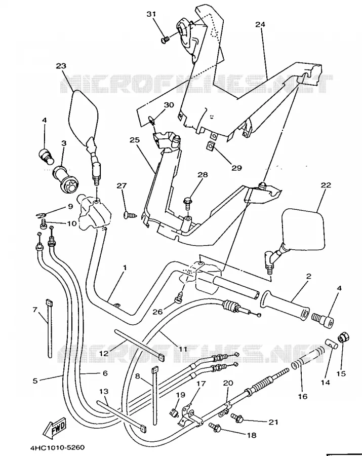 HANDLEBAR & CABLES Yamaha SCOOTER 250 1996 MAJESTY  YP250