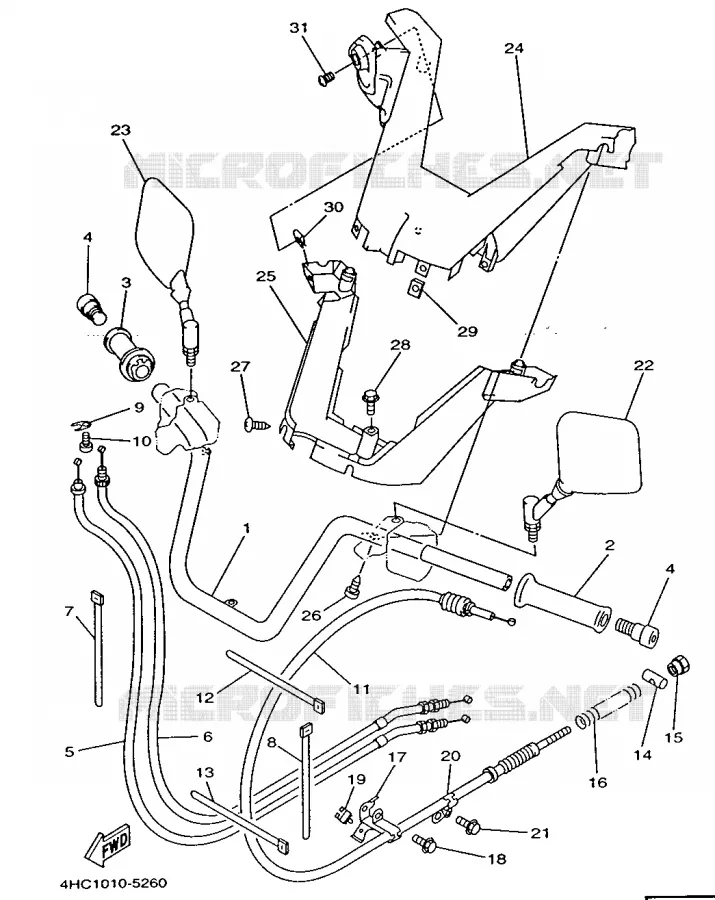 HANDLEBAR & CABLES Yamaha SCOOTER 250 1996 MAJESTY  YP250