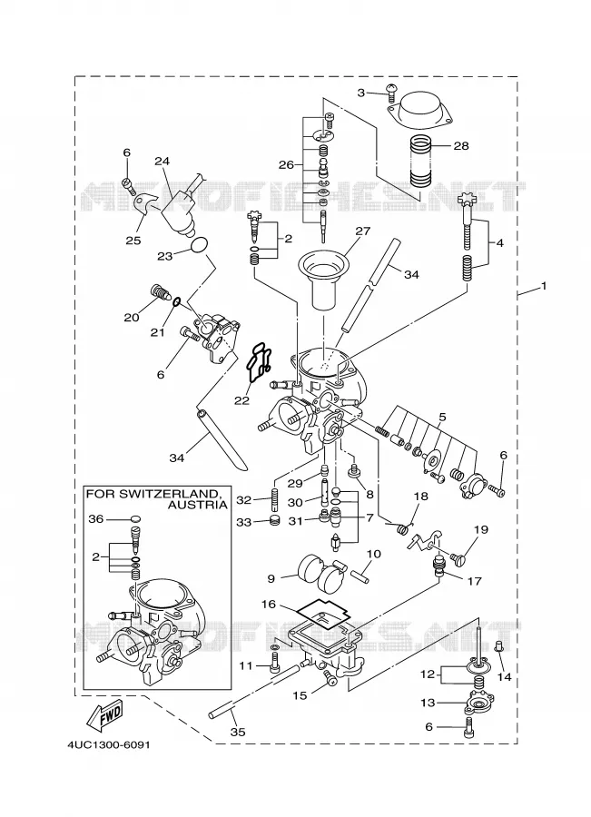 CARBURETOR Yamaha SCOOTER 250 1996 MAJESTY  YP250