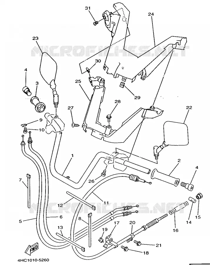 HANDLEBAR & CABLES Yamaha SCOOTER 250 1998 MAJESTY  YP250