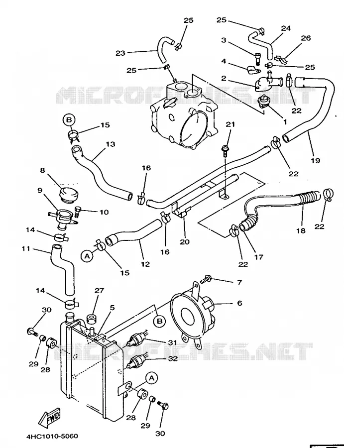 RADIATOR / HOSES Yamaha SCOOTER 250 1998 MAJESTY  YP250