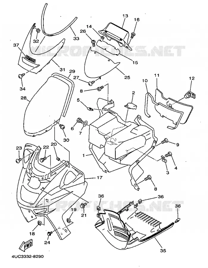 LEG SHIELD Yamaha SCOOTER 250 1998 MAJESTY  YP250D