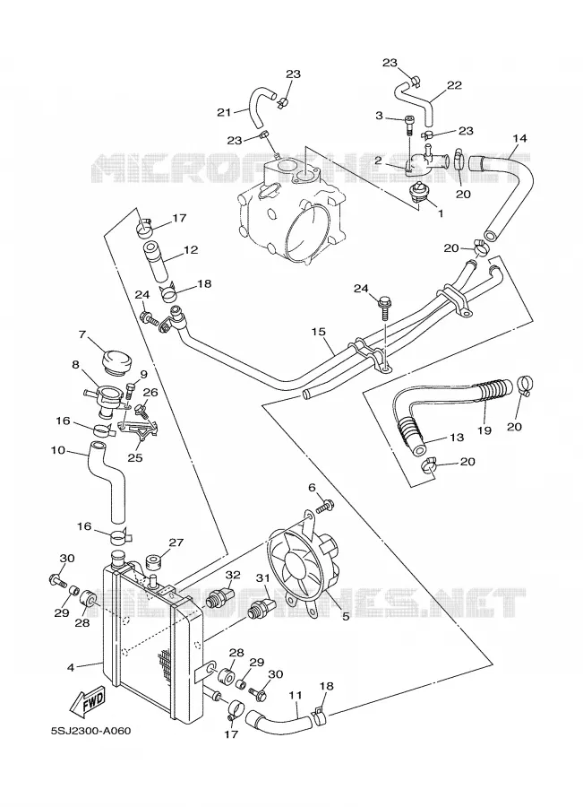 RADIATOR / HOSES Yamaha SCOOTER 250 2003 MAJESTY  YP250R