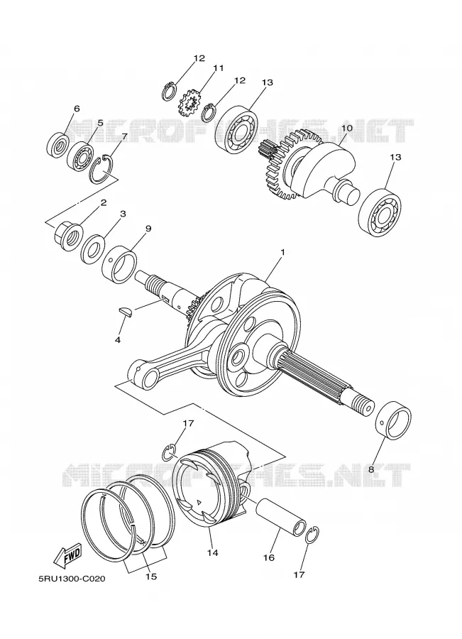 CRANKSHAFT / PISTON Yamaha SCOOTER 400 2006 MAJESTY  YP400