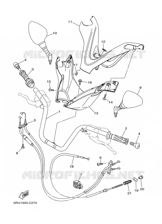 HANDLEBAR & CABLES Yamaha SCOOTER 400 2008 MAJESTY  YP400
