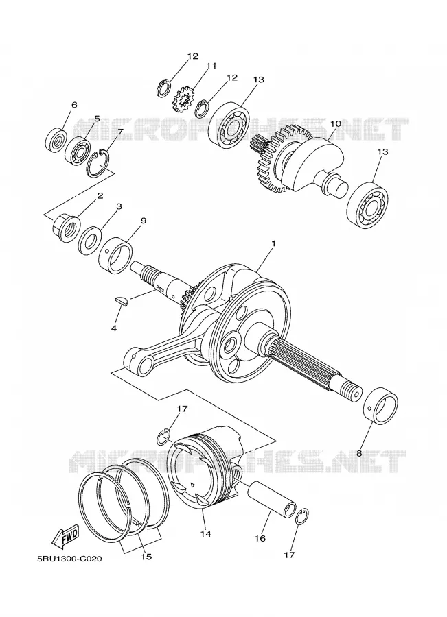 CRANKSHAFT / PISTON Yamaha SCOOTER 400 2007 MAJESTY ABS  YP400A