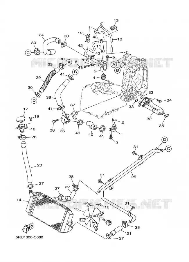 RADIATOR / HOSES Yamaha SCOOTER 400 2004 MAJESTY  YP400S